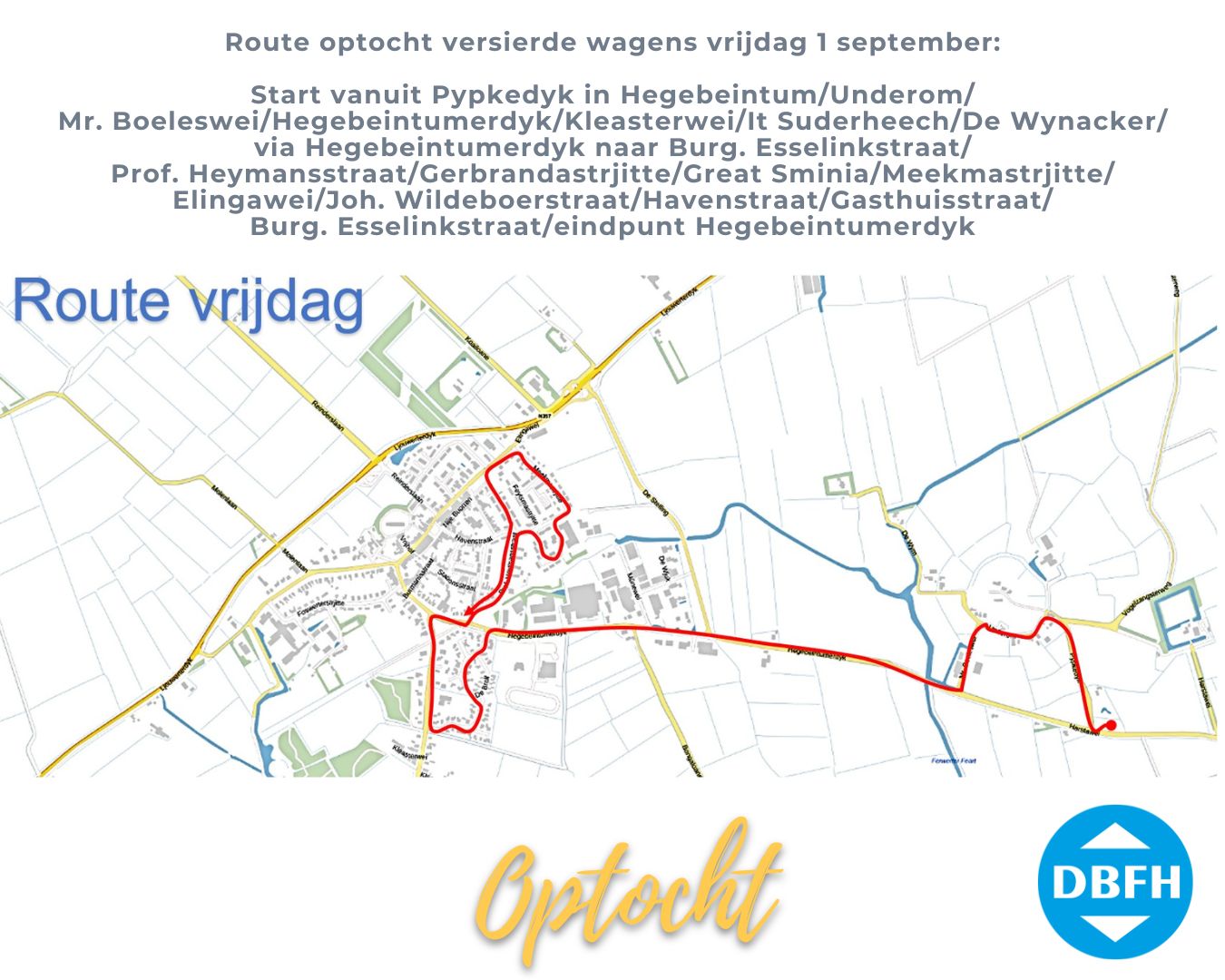 route optocht vrijdag